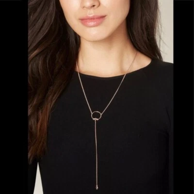 NWT LUV AJ FULL BLOOM LARIAT ROSE GOLD NECKLACE - ORIG: $75 - Image 1 of 4