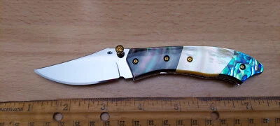 Cuchillo Taweesak (cuchillos TS) con mango de perla negra y amarilla y abulón Foto 1 de 4