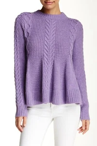 Elizabeth and James Swing Pullover Sweater XS Purple Grape $365 Nordstrom Cable - Picture 1 of 7
