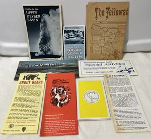 Vtg Lot of 9 Yellowstone National Park Brochures Map Guides Flyers 1970s - Picture 1 of 11
