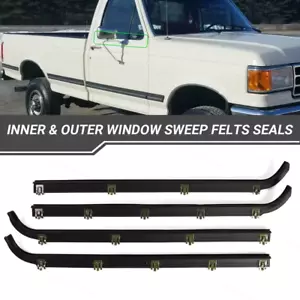 Door Window Seal Belt Weatherstrip 4 Piece Set For 1987-1997 Ford F150 F250 F350 - Picture 1 of 10