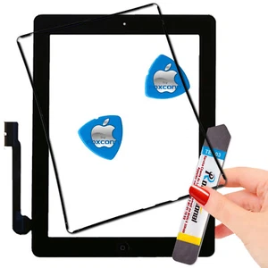 PACK Vitre Tactile iPad4 A1460 Noir Écran Verre Assemblé KIT Outils Joint Cadre - Photo 1/11