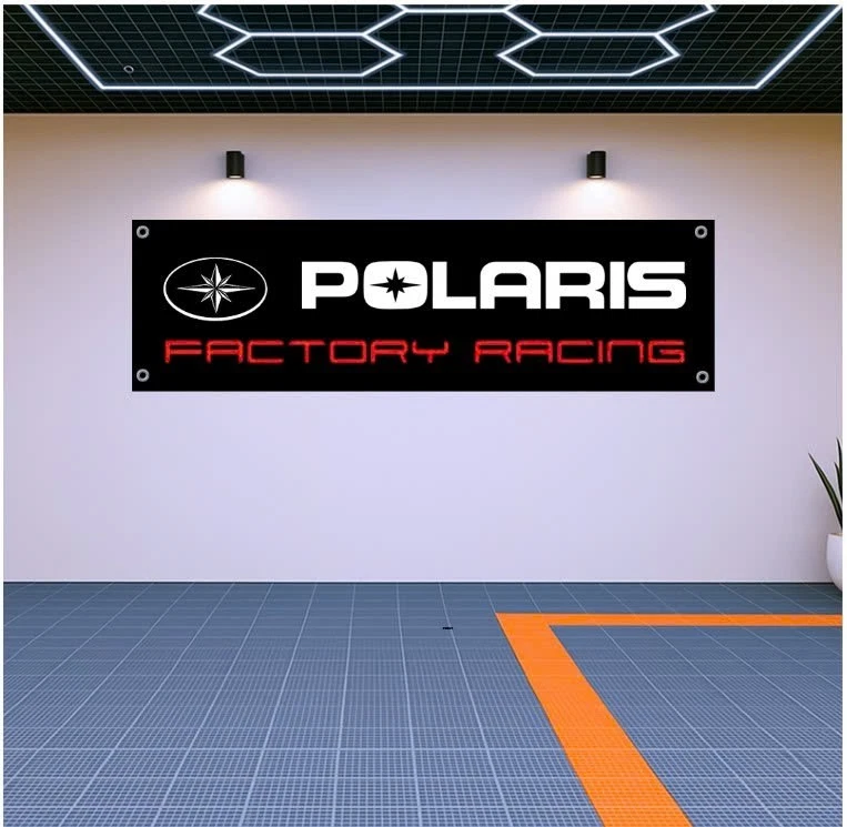 Polaris Factory Racing Banner – 71x24 Garage Wall Flag for Off-Road Fans - Image 1 of 1