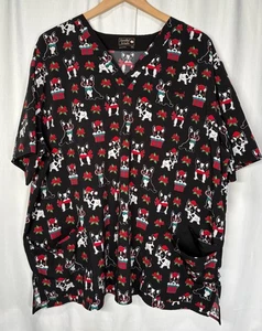 Sanibel Scrubs Frenchie Dog Black Christmas Scrub Top XXL - Picture 1 of 5