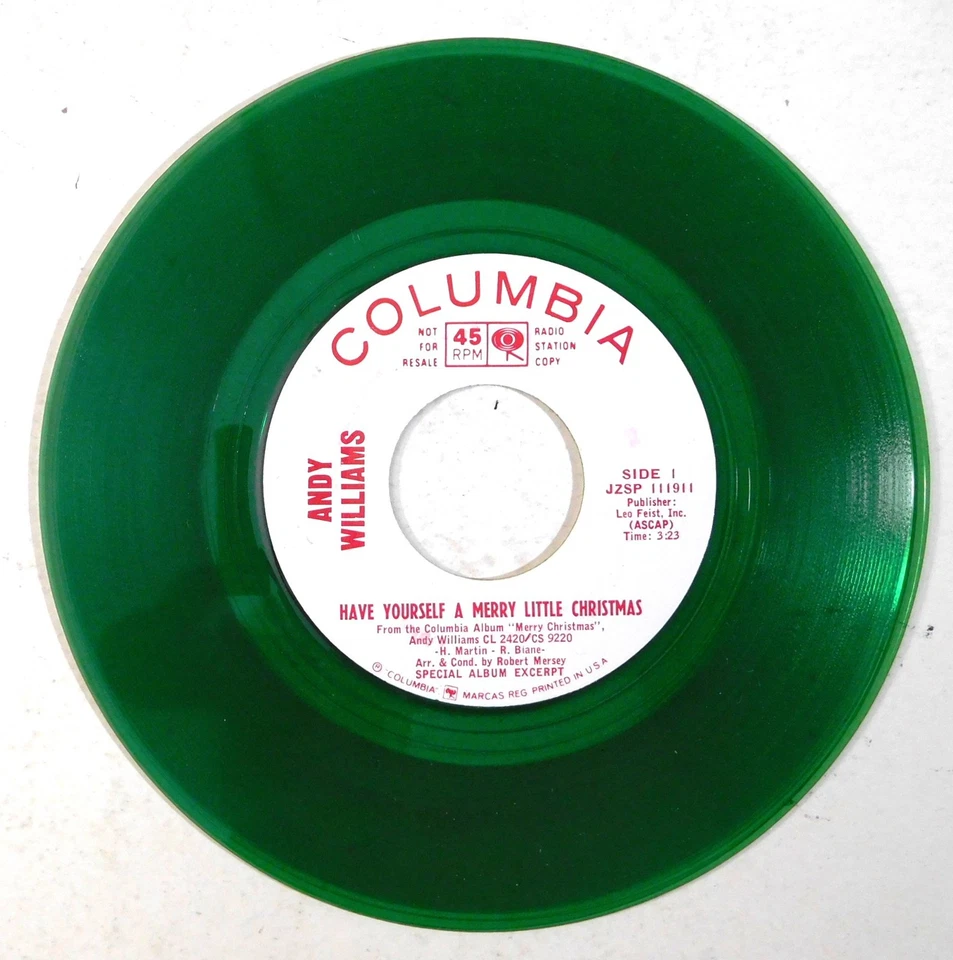 ANDY WILLIAMS Have Yourself A Merry Little Christmas COLUMBIA PROMO 45 green - Image 1 of 4
