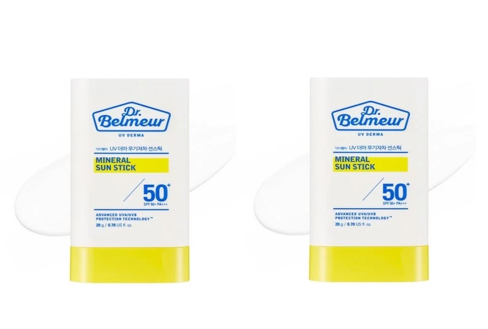 Barra solar mineral Dr. Belmeur SPF50+ PA+++ 20 g x2 K-Beauty protección UV Foto 1 de 1