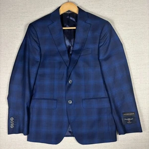 Nuevo Chaqueta Blazer Ermenegildo Zegna Travelever Hombres 36S Azul Ventana Lana Seda - Imagen 1 de 11