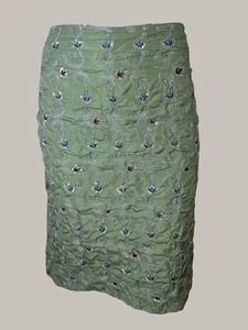 Very Rare Alannah Hill Vintage My Girl 100% Silk Skirt Size 12 Sage - Picture 1 of 9