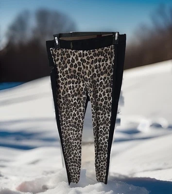 Pantalón Legging Chico's 0 Leopardo y Negro Negro Rayón Cintura Elástica Foto 1 de 4