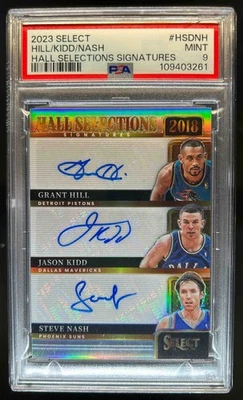 2023-24 Select Grant Hill Jason Kidd Steve Nash Hall Selections Auto #DNH PSA 9 Foto 1 de 2