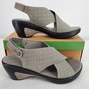 JBU By Jambu Womens Size 12M Alyssa Knit Wedge Sandals Gray Shimmer New - Picture 1 of 8