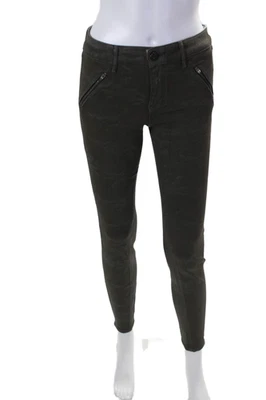 Jeans ajustados de tiro alto de cuatro bolsillos de algodón para mujer Habitual verde talla 25 Foto 1 de 4