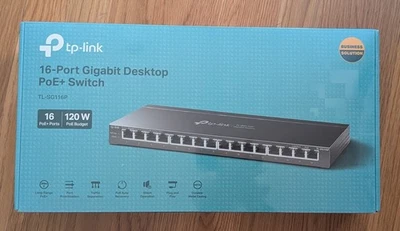 TP-Link TL-SG116P 16-Port Gigabit Desktop PoE+ Switch 120W Unmanaged - Image 1 of 4