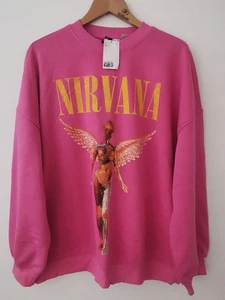 BNWT H&M Nirvana In Utero Print Pink Sweatshirt Size Large * NEW * Grunge - Picture 1 of 10