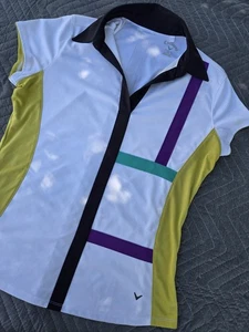 Callaway Womens Golf Polo Top Size M Multicolored  Short Sleeve Shirt  - Picture 1 of 10