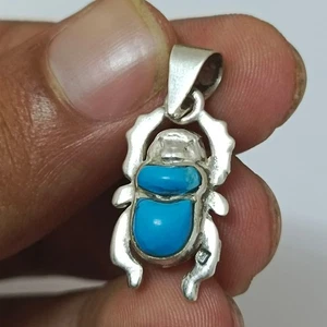 Handmade 925 Sterling Silver Scarab Necklace – Ancient Egyptian Jewelry - Picture 1 of 8