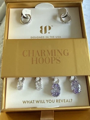 Aros con encanto Bomb Party All In The Details ER83134 CZ y topacio lavanda, rodio Foto 1 de 4