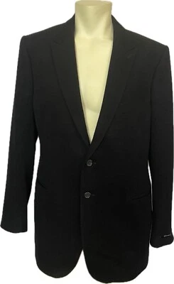 Emanuel Ungaro 意大利男式西装外套黑色羊毛羊绒 54R 零售 890 美元 — 第 1/4 张图片