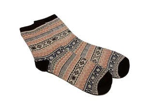 Women Crew Warm Thermal Merino Wool Geometric Fair Isle Design Boot Slack Socks - Picture 1 of 8