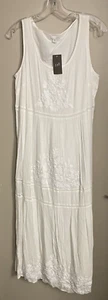 NWT J Jill White with Embroidery Maxi Dress Size Small Fancy Sexy - Picture 1 of 3