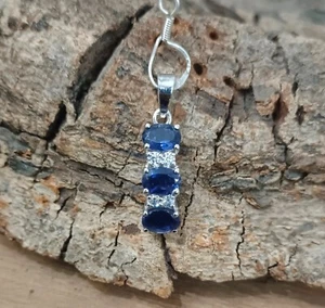 Gioielli con ciondolo da donna in argento sterling 925 Iolite naturale e zirc... - Foto 1 di 10