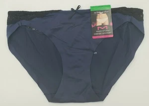 Maidenform Comfort Devotion Bikini Panties Size 7 Blue with Black Lace 40046 New - Picture 1 of 7