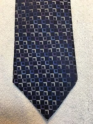 CORBATA STAFFORD PARA HOMBRE 3,75 X 61 AZUL MARINO CON ACENTO AZUL LILA BLANCO CLARO  Foto 1 de 4