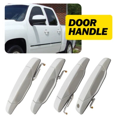 4PC Summit White Door Handle Exterior For Chevy Silverado GMC Sierra Yukon 08-13 - Image 1 of 4