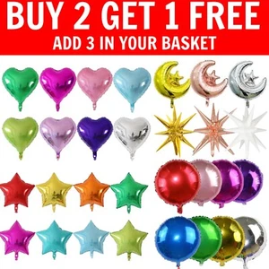 18"Heart Star Foil Balloons Large Helium Self inflate Birthday Wedding Party UK - Picture 1 of 11