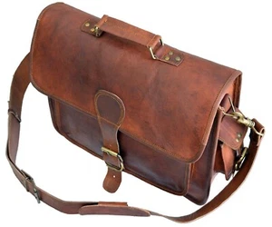 Bolso de Cuero para Hombre 16" Negocios Mensajero Laptop Maletín de Hombro Bolso de Mano Marrón - Imagen 1 de 18
