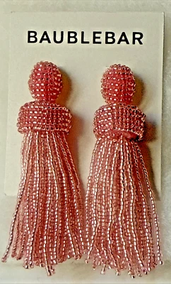 Pendientes grandes colgantes con borla y cuentas BaubleBar nuevos con etiquetas, rosa 3,25" NUEVO Foto 1 de 4