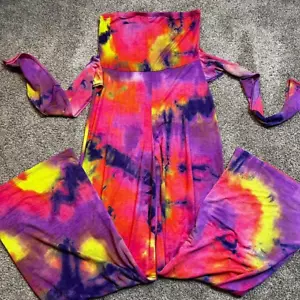 Tuta pagliaccetto hippie groovy funky multicolore vintage - Foto 1 di 6