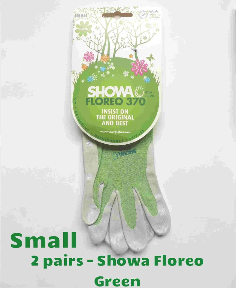 2 Guanti da giardinaggio leggeri unisex GREEN SMALL Showa 370 FLOREO palma nitrile