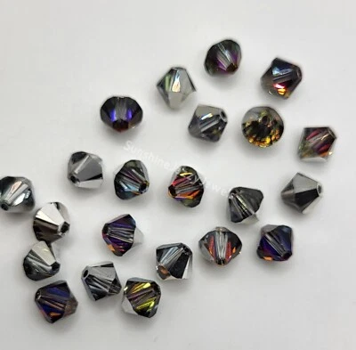 12pc Swarovski Crystal Volcano 6mm Bicone 5328 Beads; Red, Blue Orange Mix - Image 1 of 2