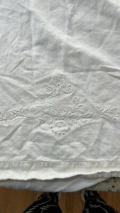 Vintage Antique White Queen Linen Sheet. Embroidered. - Picture 1 of 4