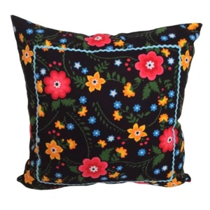Floral Flannel (Black) 18x18" Home Decorative/Throw Pillow Case / Cushion Cover - Picture 1 of 4