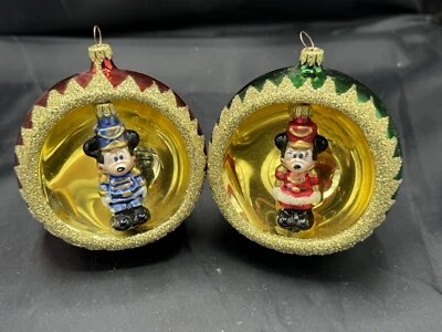 Disney Mickey Minnie Mouse Nutcracker Reflector Glass Ball Ornaments Germany Set - Image 1 of 4