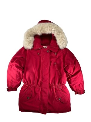 Eddie Bauer Goose Down Heavy Jacket Vintage Fur Lined Hood Coat Red Women's M - Image 1 of 4