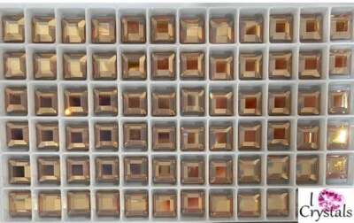 CRYSTAL GOLDEN SHADOW 8mm SQUARE IHC 2400 Austrian Flatback Rhinestones 36 pcs - Image 1 of 3