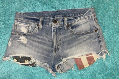 Ralph Lauren Denim & Supply Cut Off Jean Shorts Womens Sz 26 Boyfriend Patriotic - Image 1 of 4