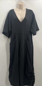Anthropologie Daily Practice Women's Short Sleeve V Neck Black Jumpsuit Size 1x - Picture 1 of 24