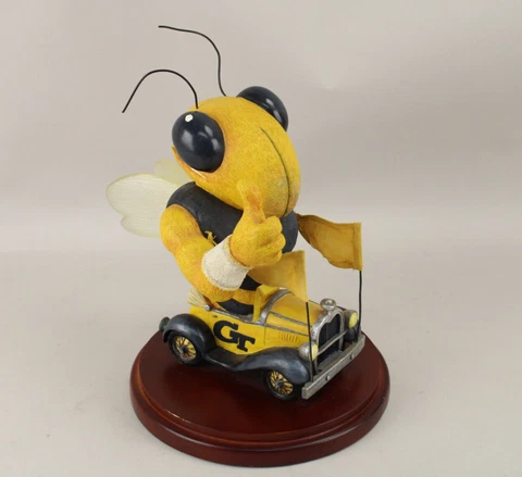 Very Large Georgia Tech Yellow Jackets Buzz Mascot Statue Figure 12" w/Wood Base Cover