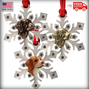 Adornos de árbol de Navidad copo de nieve para perros peltre de Bretaña, hechos en EE. UU. - Imagen 1 de 5