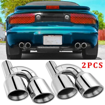 2 PIEZAS Doble 4" Salida Cuádruple Punta de Escape 2.5" Entrada Para Pontiac Firebird Trans AM Foto 1 de 4