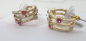 Ann Taylor Women's rainbow Crystal Triple Hoop Small Earrings NWT $39.5 - Picture 1 of 4