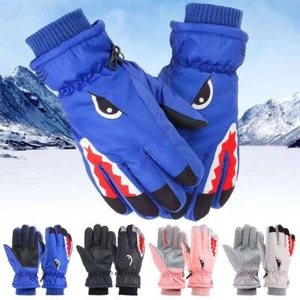 Children Kids Shark Gloves Winter Waterproof Thermal Wind Ski Warm Snow Thermal - Picture 1 of 12