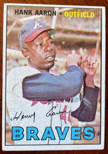 HANK AARON   1967  TOPPS   Baseball Card - SLIGHT WEAR - VINTAGE!