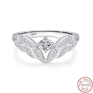 European Angel Wings Clear AAA CZ S925 Sterling Silver Finger Ring For Women - Picture 1 of 6