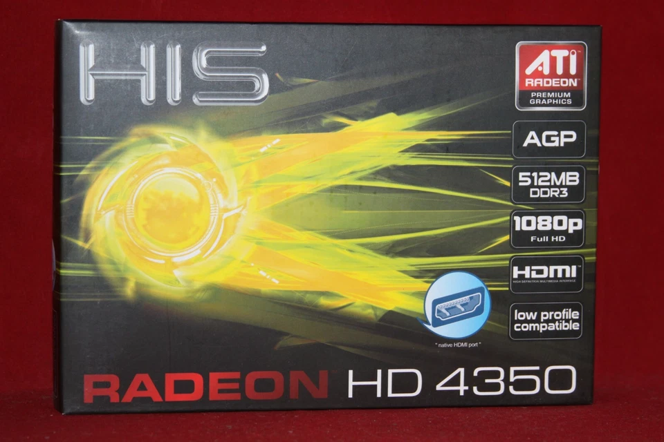 HIS ATI Radeon HD 4350 512MB 64BIT DDR3, AGP Graphics Card. (H435F512HA) - Image 1 of 4