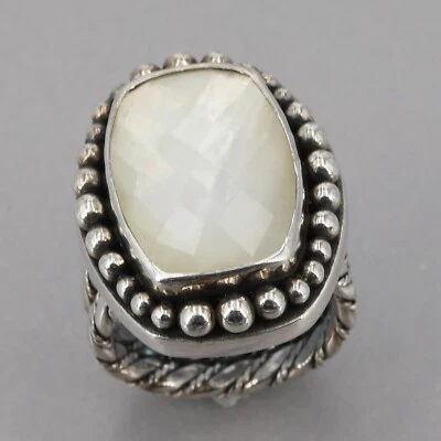 Lori Bonn Handcrafted Sterling Silver Mother of Pearl Doublet Ring Size 5.5 - Image 1 of 4